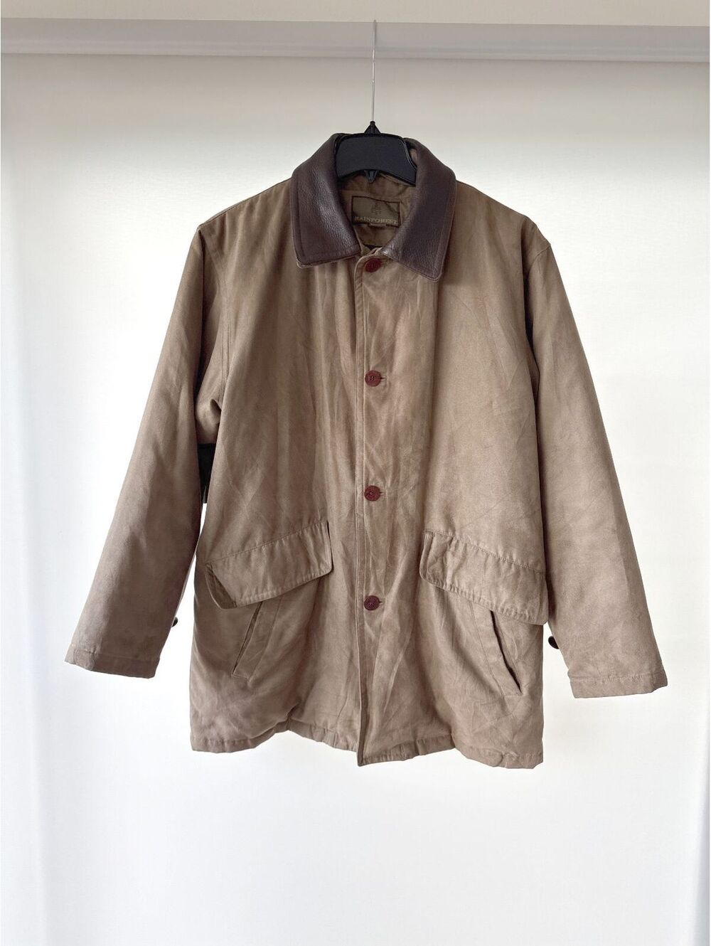 Rainforest Mens M Genuine Suede Leather Jacket Removable Down Liner Brown